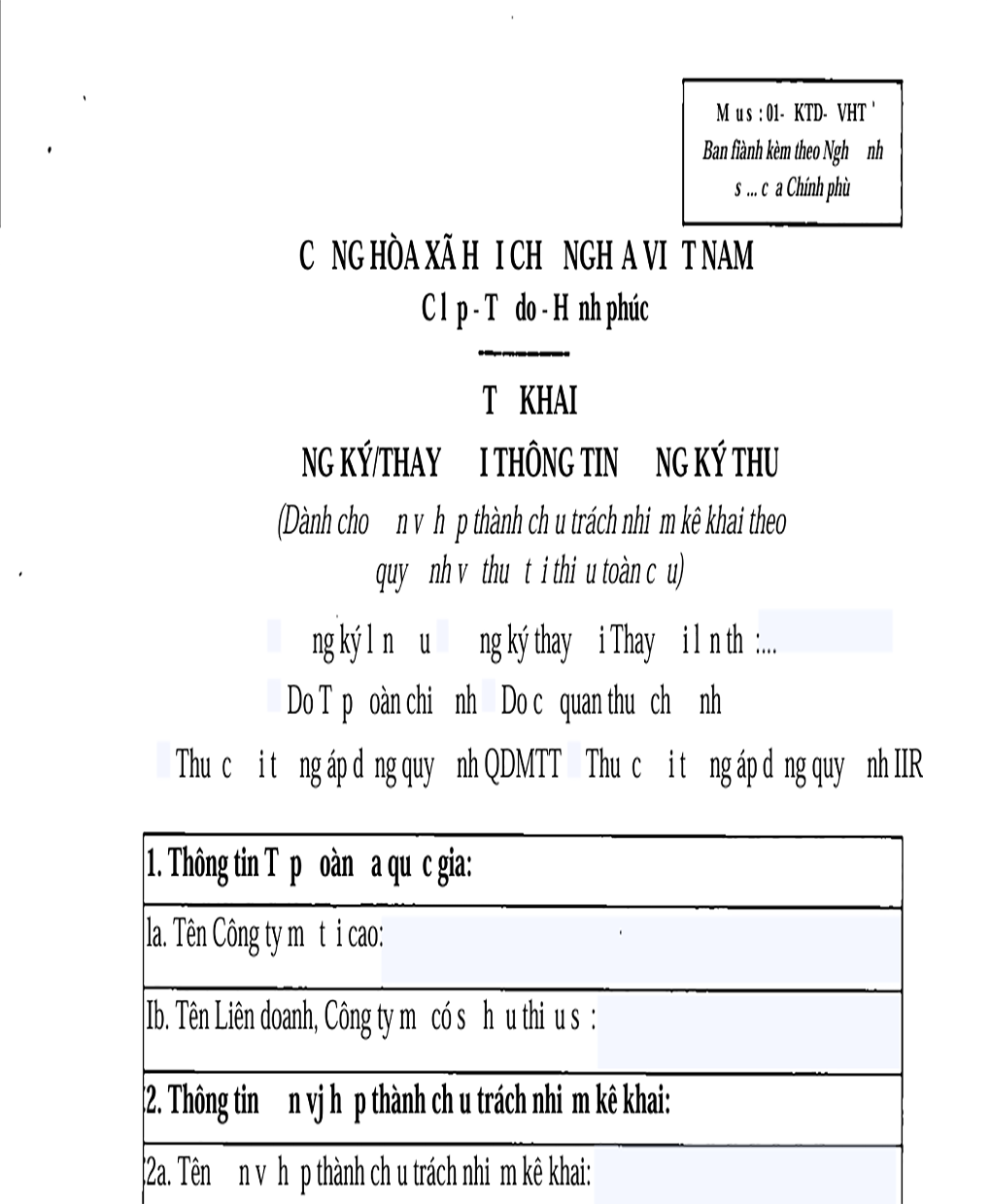 Form No. 01-DKTD-DVHT (Registration form)
